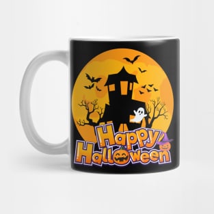 Halloween haunted house with ghost Mug